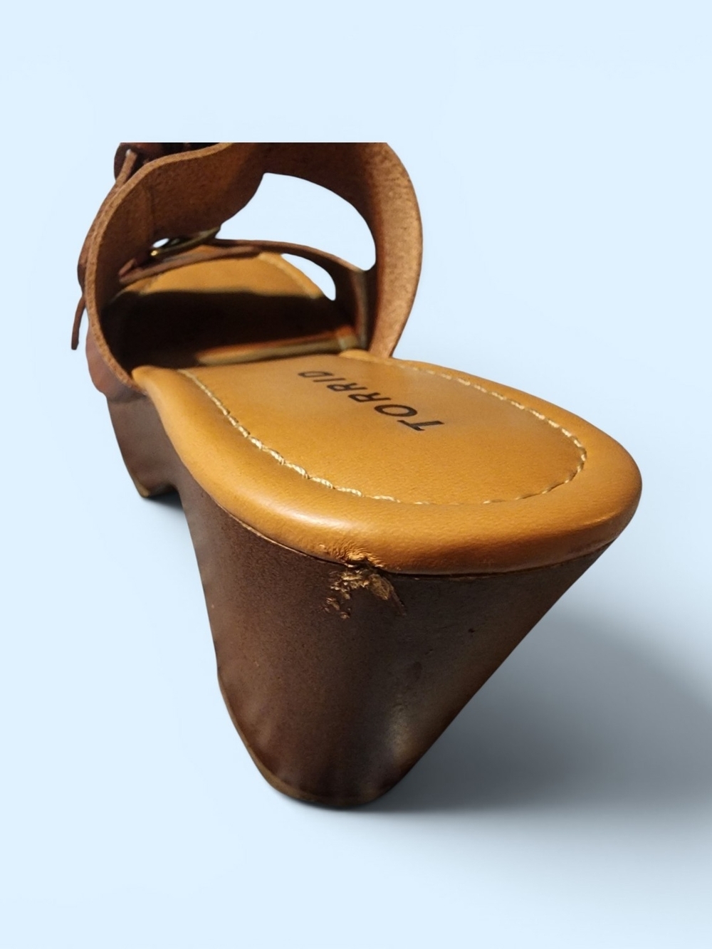 Torrid Brown Leather Buckle Platform Heels 9 Wide - Picture 7 of 7